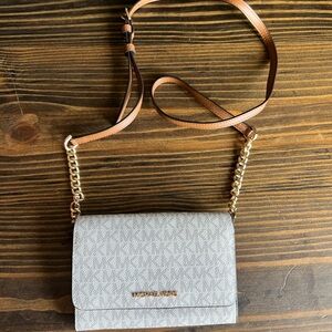 Michael Kors Light Brown Crossbody Bag with Tan Strap